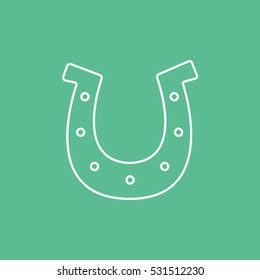 Casino Horseshoe Fortune Line Icon On Green Background