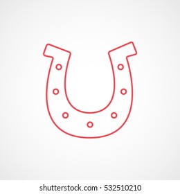 Casino Horseshoe Fortune Red Line Icon On White Background