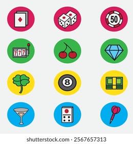 casino icon with color good for element design, gamble icon, ui design, web design, etc	