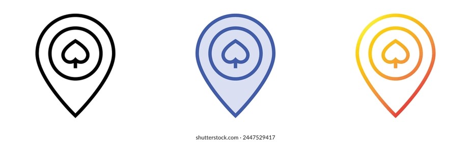 casino icon. Linear, Blue Fill and Gradient Style Design Isolated On White Background