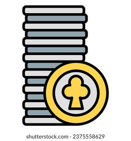 casino icon or logo illustration filled outline color style.