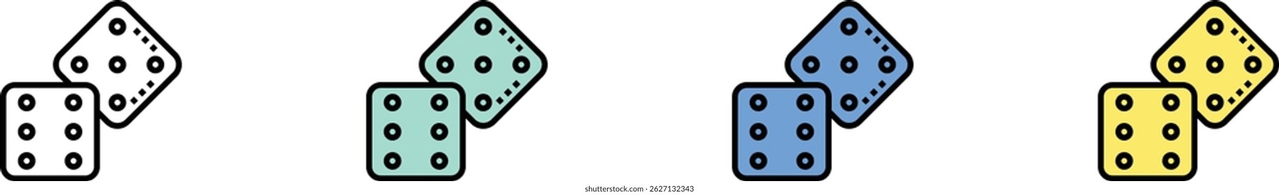 casino icon. Outline, Green, Blue and Yellow Style Design Isolated On White Background