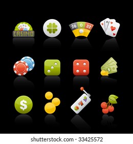 Casino Icon Set in Black. Vector in Adobe Illustrator EPS 8 for multiple applications.