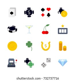 Casino icon set. Collection of high quality outline lottery pictograms in modern flat style. Black gambling symbol for web design and mobile app on white background. Winnig line logo.