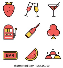 Casino icon set design with clour, illustration EPS10
