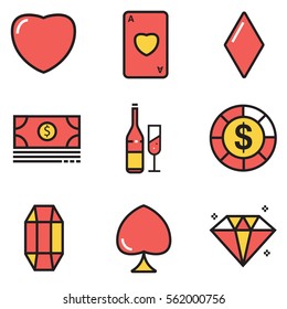 Casino icon set design with clour, illustration EPS10

