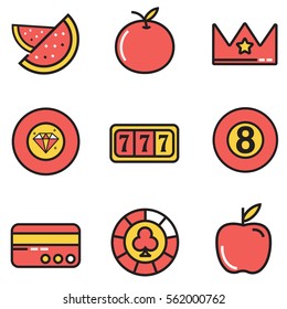 Casino icon set design with clour, illustration EPS10
