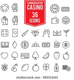 Casino icon set design with colour, illustration EPS10