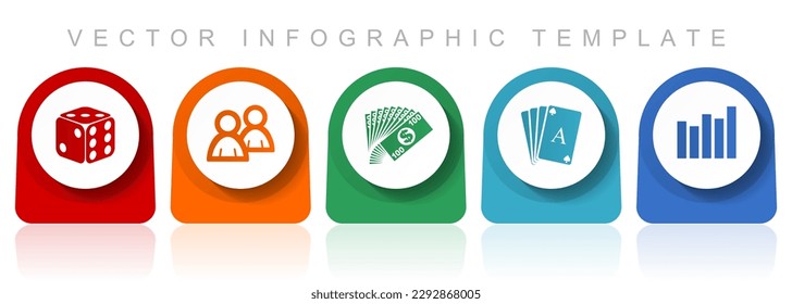 Casino icon set, flat design miscellaneous colorful icons such as dice, cards, money and people for webdesign and mobile applications, infographic vector template in eps 10