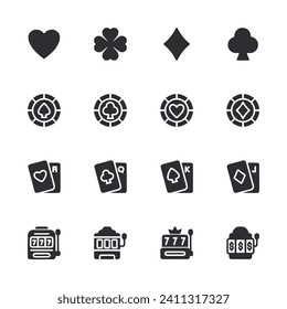 Casino icon set isolated on white