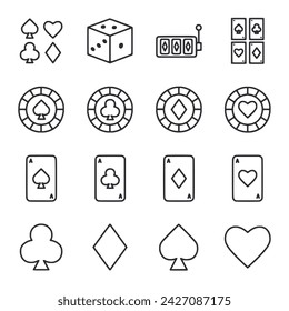 Casino icon set isolated on white