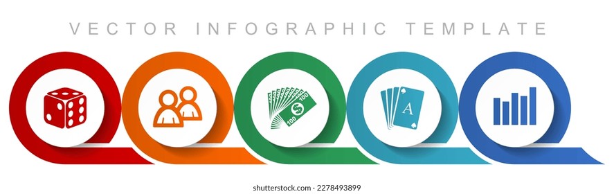 Casino icon set, miscellaneous icons such as dice, people, money, cards and graph for webdesign and mobile applications, flat design infographic vector template in eps 10