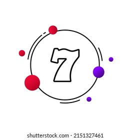 Casino icon. Seven. Win three sevens. Spin the drum. One line style. vector eps 10