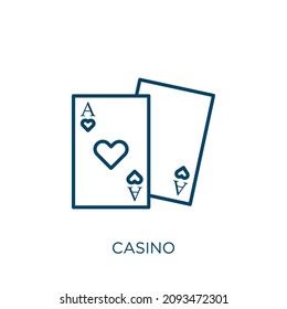 casino icon. Thin linear casino outline icon isolated on white background. Line vector casino sign, symbol for web and mobile