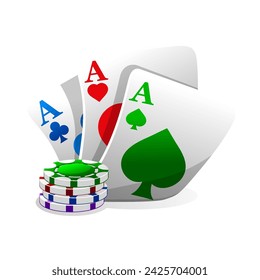 Casino icon. Vector Illustration color Poker Cards And Chips Games