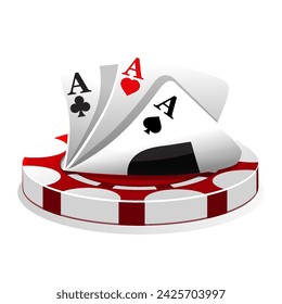 Casino icon. Vector Illustration Poker Cards And red Chip Games