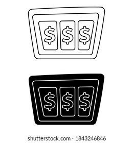 Juego de vectores de iconos del casino. colección de signos de ilustración de juegos de azar. símbolo de ruleta.