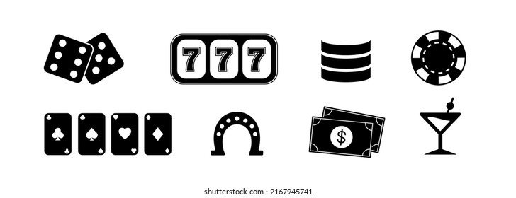 Casino Icons Black Flat Icons On Stock Vector (Royalty Free) 2167945741 ...