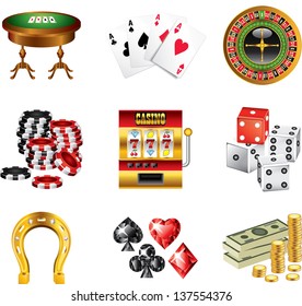casino icons detailed vector set