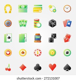 Casino icons or logos - vector gambling symbols set