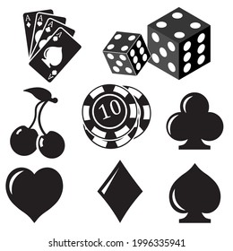 casino icons on white background	