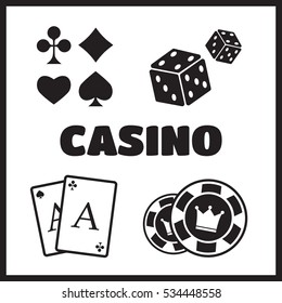 Casino icons. Poker club and gambling signs. Icons of set for casino