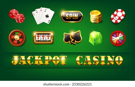 Casino icons set. 3D elements for user interface design.
