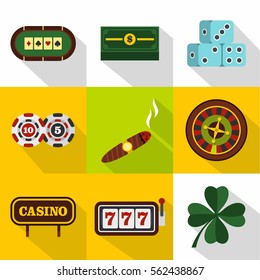 Casino icons set. Flat illustration of 9 casino vector icons for web