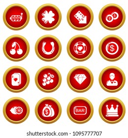 Casino icons set. Simple illustration of 16 casino vector icons for web