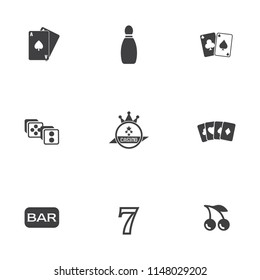 Casino Icons set - vector gambling money illustrations, video game icons set. computer play sign and symbols