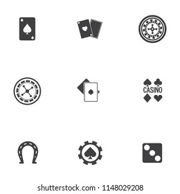 Casino Icons set - vector gambling money illustrations, video game icons set. computer play sign and symbols