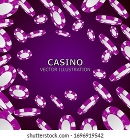 Casino illustration with pocker chips. Vector gambling isolated design element.