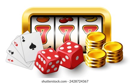 Ilustración del casino. Vector 3D elementos sobre el tema de los casinos y los juegos de azar.