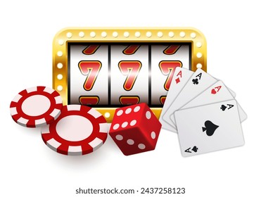 Casino illustration. Vector 3D elements on the theme of casinos and gambling.