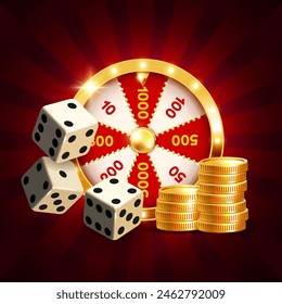 Ilustración del casino. Vector 3D Elementos sobre el tema de los casinos y los juegos de azar.