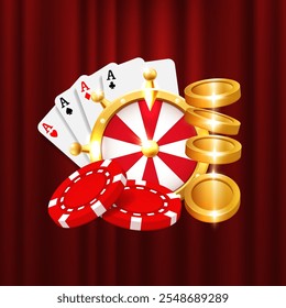 Casino illustration. Vector 3D elements on the theme of casinos and gambling.