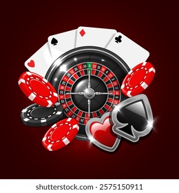 Casino illustration. Vector 3D elements on the theme of casino and gambling.