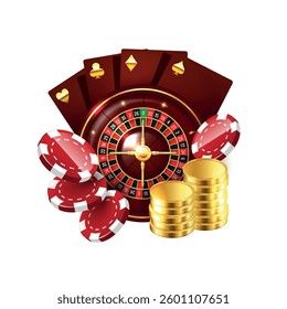 Casino illustration. Vector 3D elements on the theme of casino and gambling.