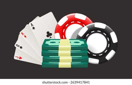 Casino illustration. Vector composition isolated on dark background