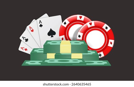 Casino illustration. Vector composition isolated on dark background