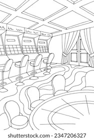 Casino interior graphic black white sketch illustration vector 