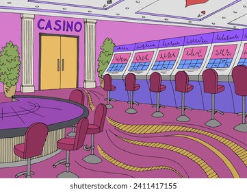 Casino interior graphic color sketch illustration vector 