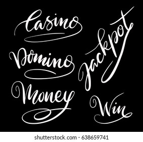 Casino and jackpot hand written typography. Good use for logotype, symbol, cover label, product, brand, poster title or any graphic design you want. Easy to use or change color 