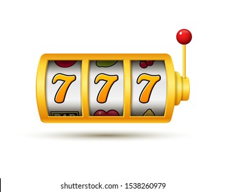 Casino jackpot slot machine lucky vector game icon. 777 slot machine.