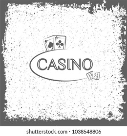 Casino label. Playing cards. Vector illustration Vintage