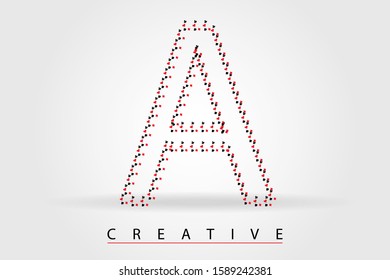 A casino letter with little many poker symbols. Peak, Clubs, Cherva, Tambourine. Styled vector font for casino, online slots, gamble, poker tournament, logo, cover, brochure, voucher, card or web page