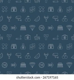 Casino line icon pattern set