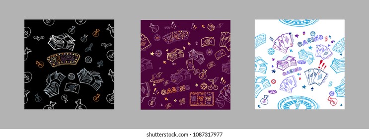 Casino. Line illustration for print, textile, paper