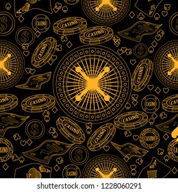 Casino. Line illustration for print, textile, paper