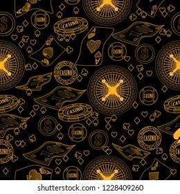 Casino. Line illustration for print, textile, paper
